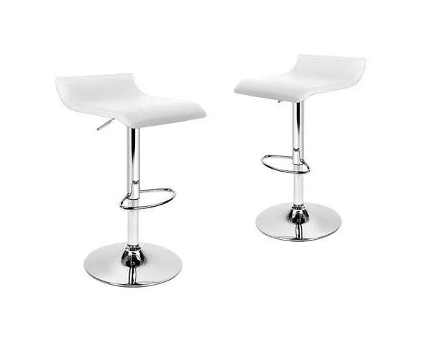 ALFORDSON 2x Bar Stools Saxton Kitchen Swivel Chair Leather Gas Lift White