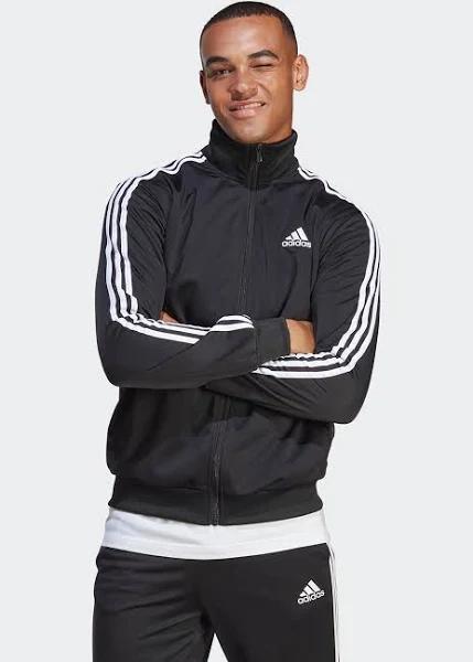 Mens Adidas Essentials 3-Stripes Tracksuit - Black