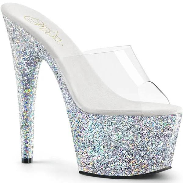 Pleaser ADORE-701LG Clear/Silver Multi Glitter Size 11