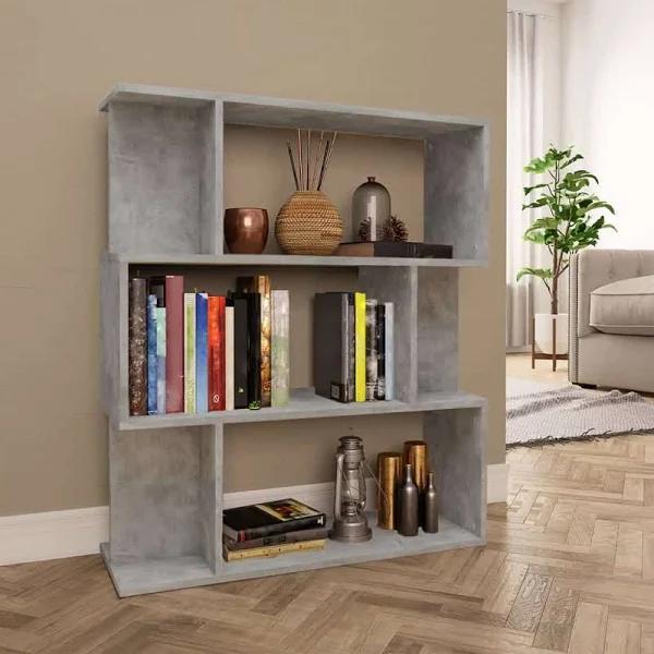 vidaXL Book Cabinet/Room Divider Concrete Grey 80x24x96 cm Chipboard