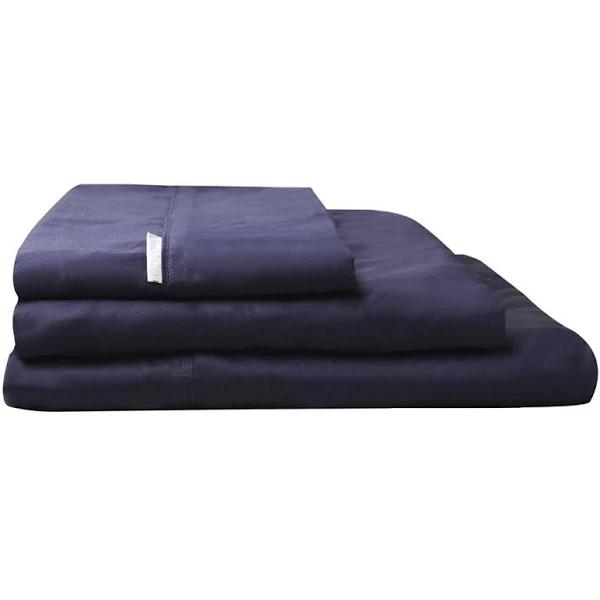 Logan & Mason 400TC Cotton Sateen Sheet Set (Navy) - Single