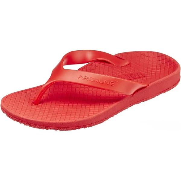 Archline Orthotic Thongs Arch Support Shoes Footwear Flip Flops Orthopedic - Red/Red - EUR 42