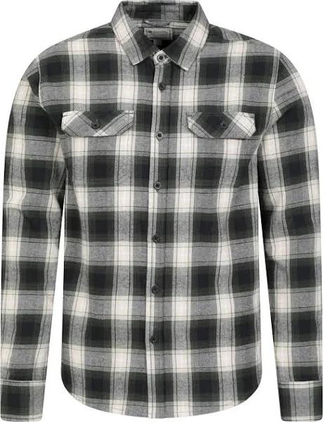 Mountain Warehouse Mens Trace Flannel Long-Sleeved Shirt Dark Green XXS Cotton Mens Shirt