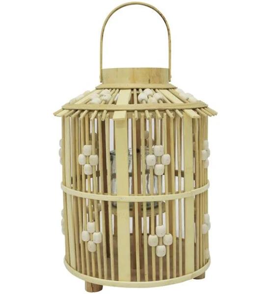 Bella Beaded Lantern - Natural (35cm)