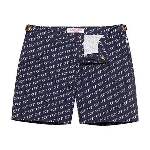 Bulldog - 007 Midnight Navy Geometric Jacquard Mid-length Swim Shorts