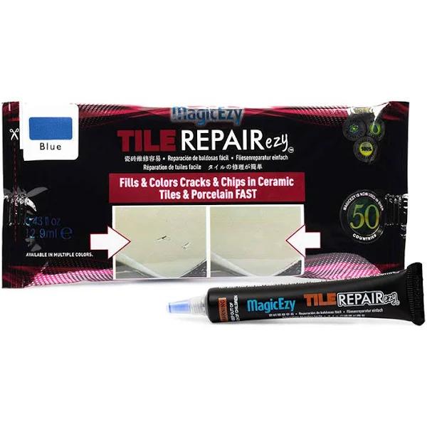 MagicEzy Tile Repair Kit: Porcelain Repair Kit - Ceramic Tile Repair Kit - Mix and Match Colors - Acrylic, Stone, Fiberglass - Wall Touch Up (Blue)