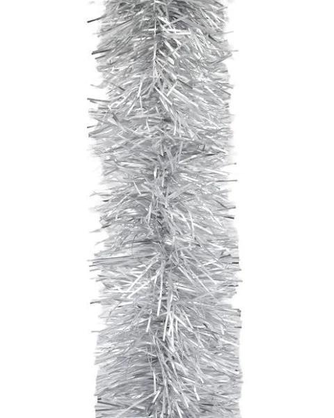 10m Frosted Silver Christmas Tinsel 100mm Wide