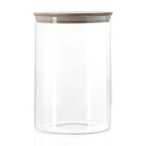 3 x Glass Jars with Bamboo Lids 3200ml - Spice Food Storage Canister Container Jar Wedding Favours Airtight Glass Bottles with Wood Looking Lid