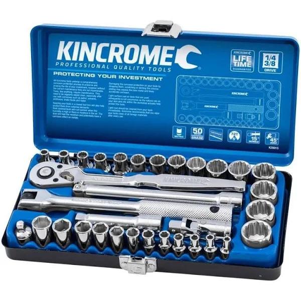 Kincrome 33 Piece 1/4 & 3/8" Drive Metric Socket Set - K28015