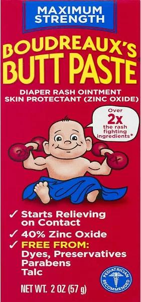 Boudreaux's Butt Paste Diaper Rash Ointment, Maximum Strength, 2 oz