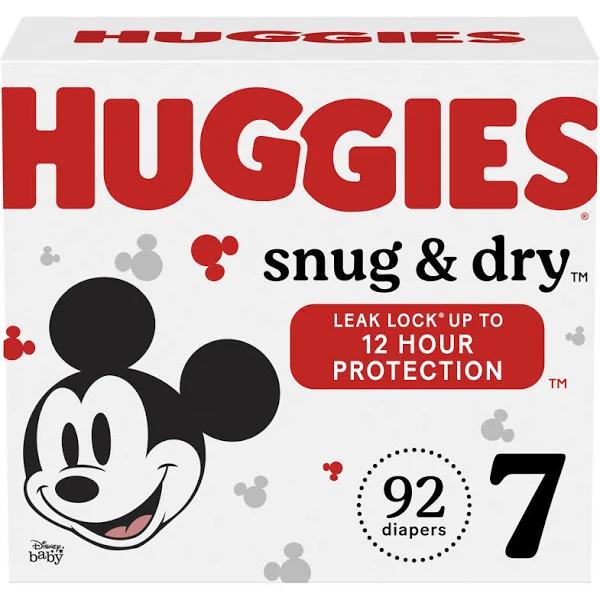 Huggies Baby Diapers, Size 7 (41+ lbs), 92 ct, Snug & Dry Newborn Diapers