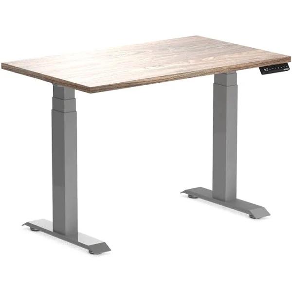 Desky Dual Mini Sit Stand Desk - Natural Walnut / 1000 x 600 / Grey - AfterPay & zipPay Available