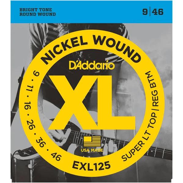 D'Addario EXL125 Nickel Wound Electric Guitar Strings - Super Light Top/Regular Bottom - 9-46