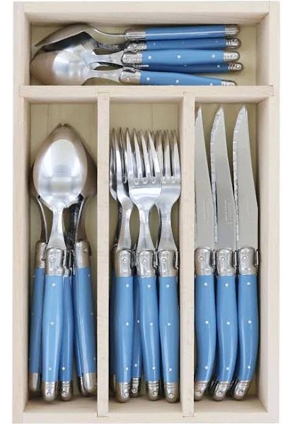 Laguiole by Andre Verdier Debutant Cutlery Set 24pc Cornflower