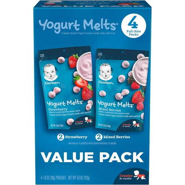 Gerber Yogurt Melts 8+ Months Strawberry & Mixed Berries 4 Packs 1.0 oz (28 g) Each