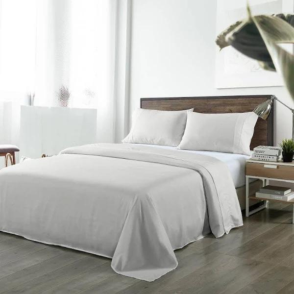 Royal Comfort Bamboo Blended Sheet & Pillowcases Set 1000TC Ultra Soft Bedding - King - Light Grey