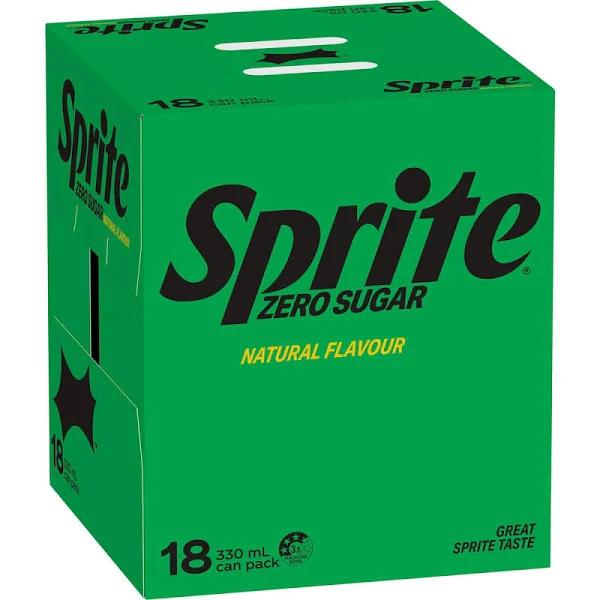 Sprite Lemonade No Sugar Soft Drink Cans 330ml 18 Pack