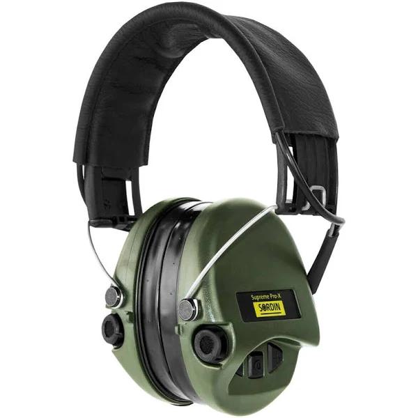 Sordin Supreme Pro-X Earmuffs - with Leather Headband & Gel Kits - Active, Electronic Ear Defenders