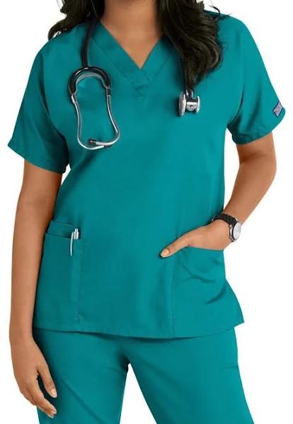 Cherokee 4700 V-Neck Top - Teal Blue, M