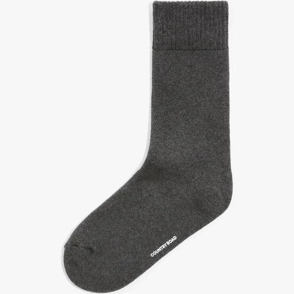 Country Road Boot Crew Sock One Size Charcoal Marle AU498229