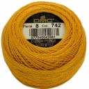 DMC Perle 5 Cotton #742 Light Tangerine Orange 10g Ball 45m