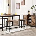 VASAGLE Set of 2 Industrial Style Rustic Brown Table Benches with Durable Metal Frame