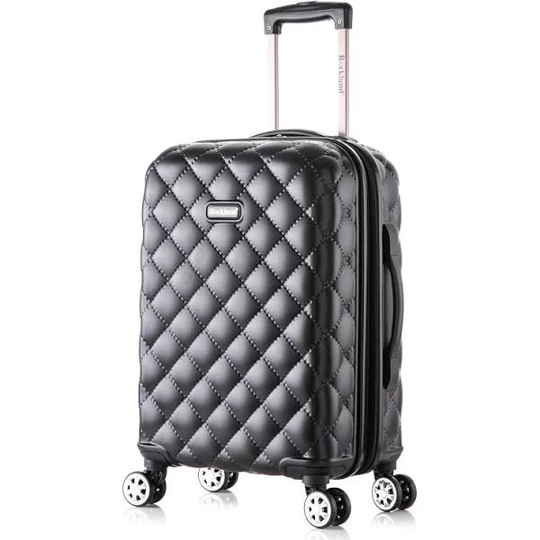 RocklandMelbourne Hardside Expandable Spinner Wheel Luggage, Quilt, Carry-On 20-Inch Black