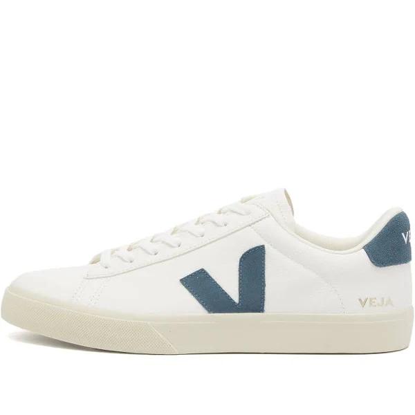 Veja White & Blue Campo Leather Sneakers