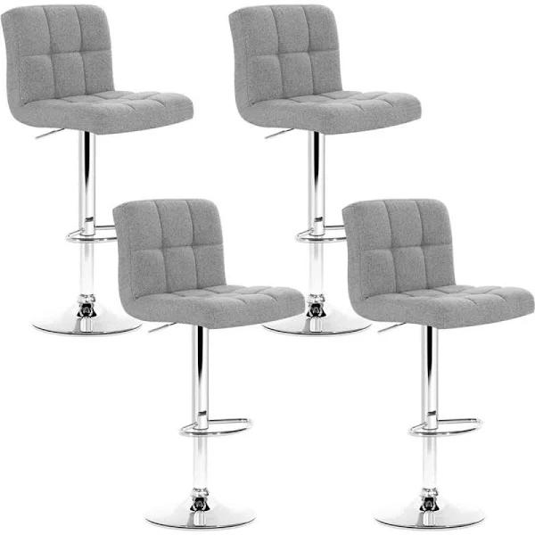 Artiss Set of 4 Fabric Swivel Bar Stools - Grey