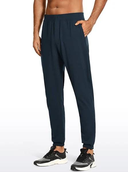 CRZ Yoga Men's Run Slim Fit On The Travel Joggers 32''- Ankle Zipper True Navy / M