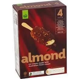 Woolworths almond Ice Cream Sticks 4 Pack