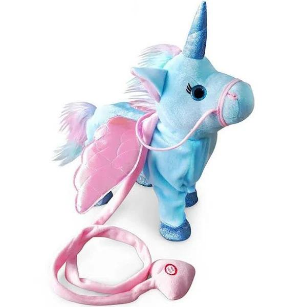 EZONEDEAL Magical Walking Unicorn Toys Singing Songs Children Gift Unicorn Plush Toy Kids-Blue - AfterPay & zipPay Available