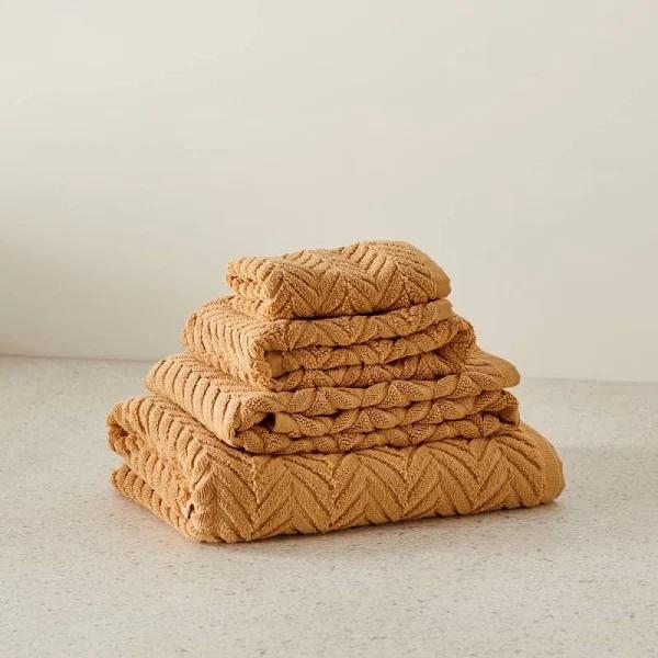 Adairs Mimosa Textured Honey Marle Towel Range - Hand Towel