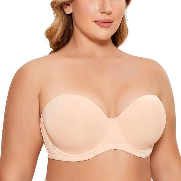 DELIMIRA Women's Full Figure Underwire Contour Multiway Strapless Bra Plus Size