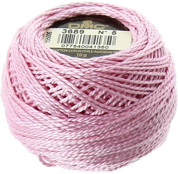 DMC Perle 5 Cotton #3689 Light Mauve 10g Ball 45m