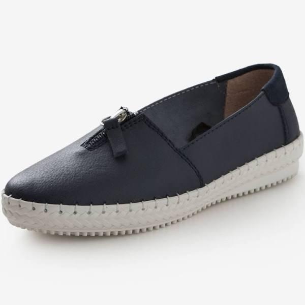 Rivers Leathersoft Zip Loafer - Navy - Womens - Size 38 - EziBuy