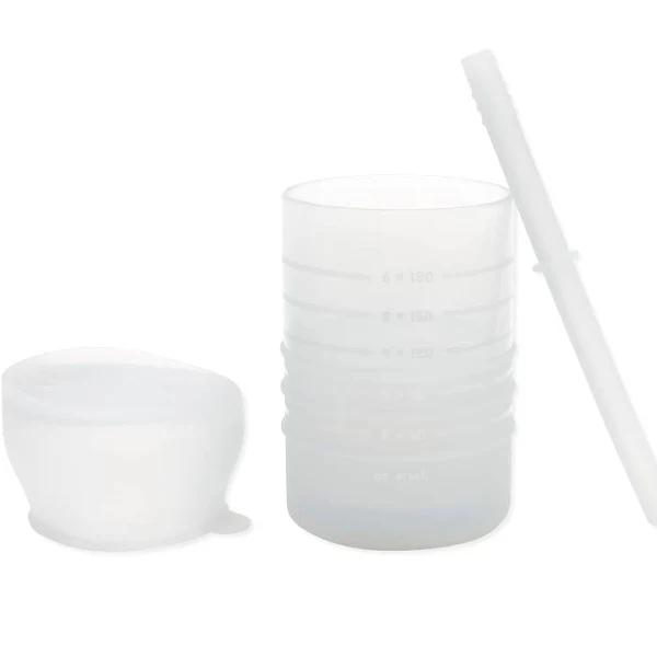 Bumkins Silicone Straw Cup with Lid, Grey