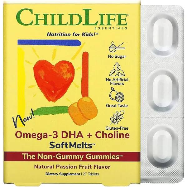 ChildLife Omega-3 DHA + Choline Softmelts 27 Tablets