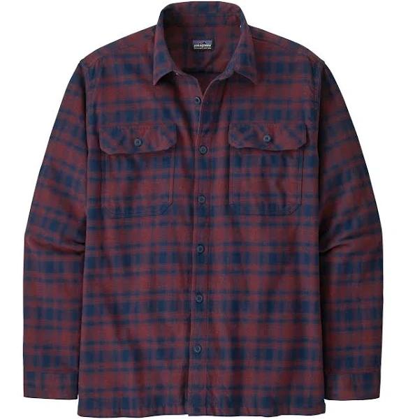 Patagonia L/S Organic Cotton MW Fjord Flannel Shirt - Connected Lines Sequoia Red