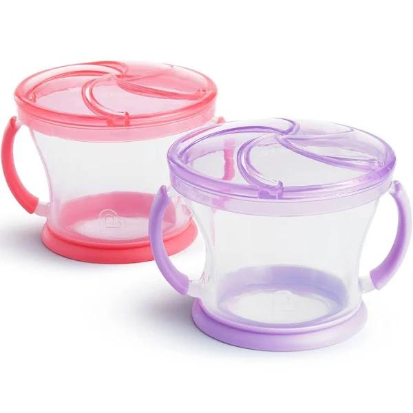 Munchkin Snack Catcher Toddler Snack Cups, 2 Pack, Pink/Purple