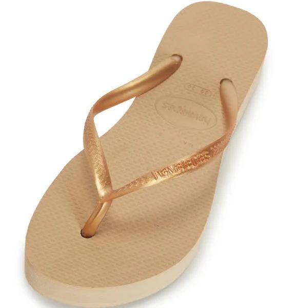 Havaianas Slim Flatform Flip Flops | Tan/Gold | Size 6 | Shopbop