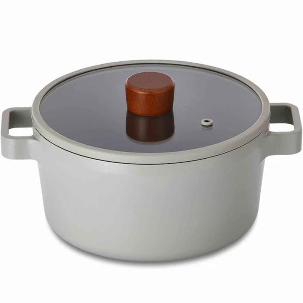 Neoflam Fika Reserve 24cm Stockpot Induction With Silicon Rim Glass Lid Gray