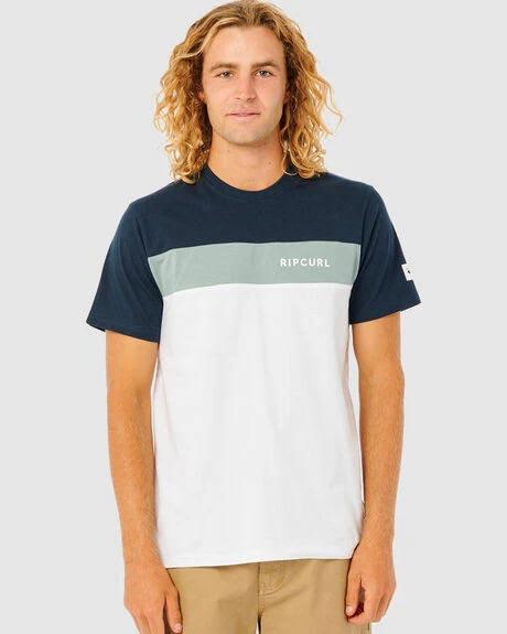 Rip Curl Undertow Panel Tee - White/Navy | T Shirts