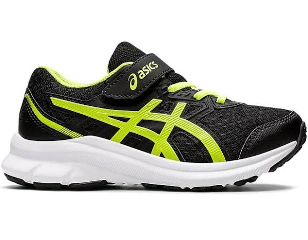 ASICS Jolt 3 PS Black/Hazard Green Mesh Childrens Sports Trainers Colo