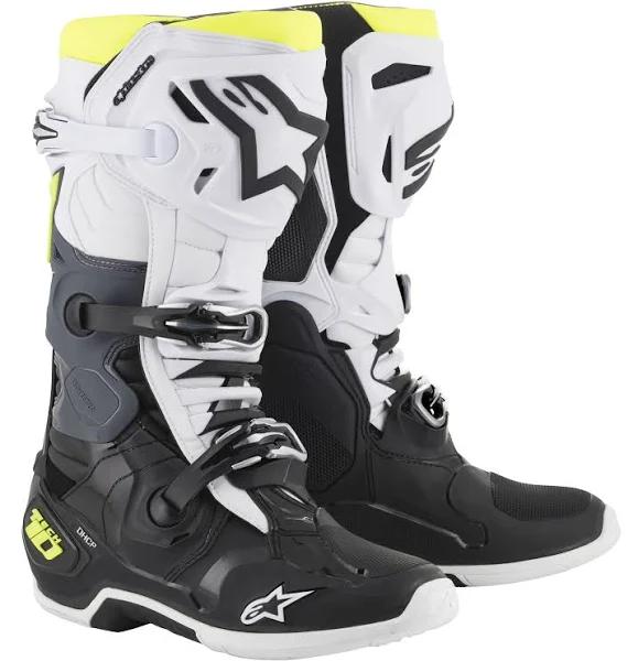 Alpinestars Tech 10 Boots - Black/White/Fluo Yellow - 10