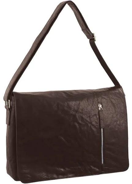 Pierre Cardin Rustic Leather Computer/Messenger Bag / Brown