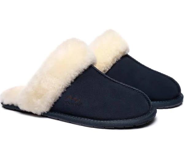 TARRAMARRA UGG Slippers Australia Premium Sheepskin Unisex Rosa Scuff Navy Blue / 35