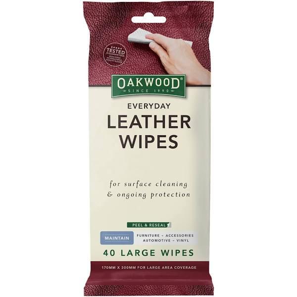 Oakwood Leather Wipes 170 x 300mm - 40 Pack