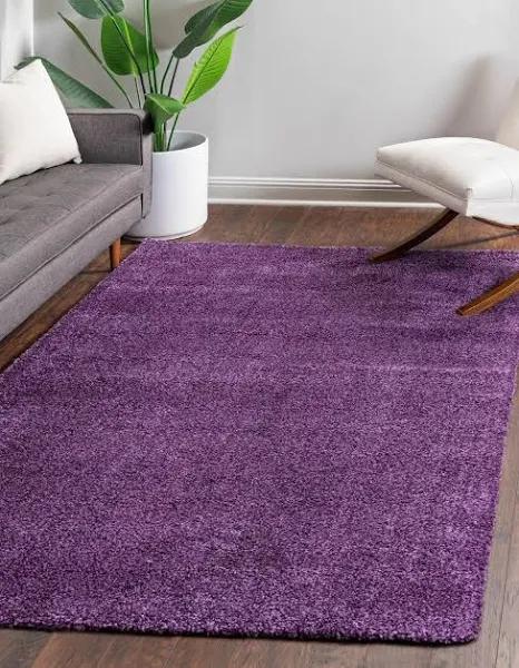 Solid Frieze 185cm x 275cm Purple Area Rug