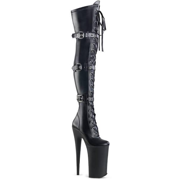 BEYOND-3028 Black Stretch Patent Thigh Boot 12